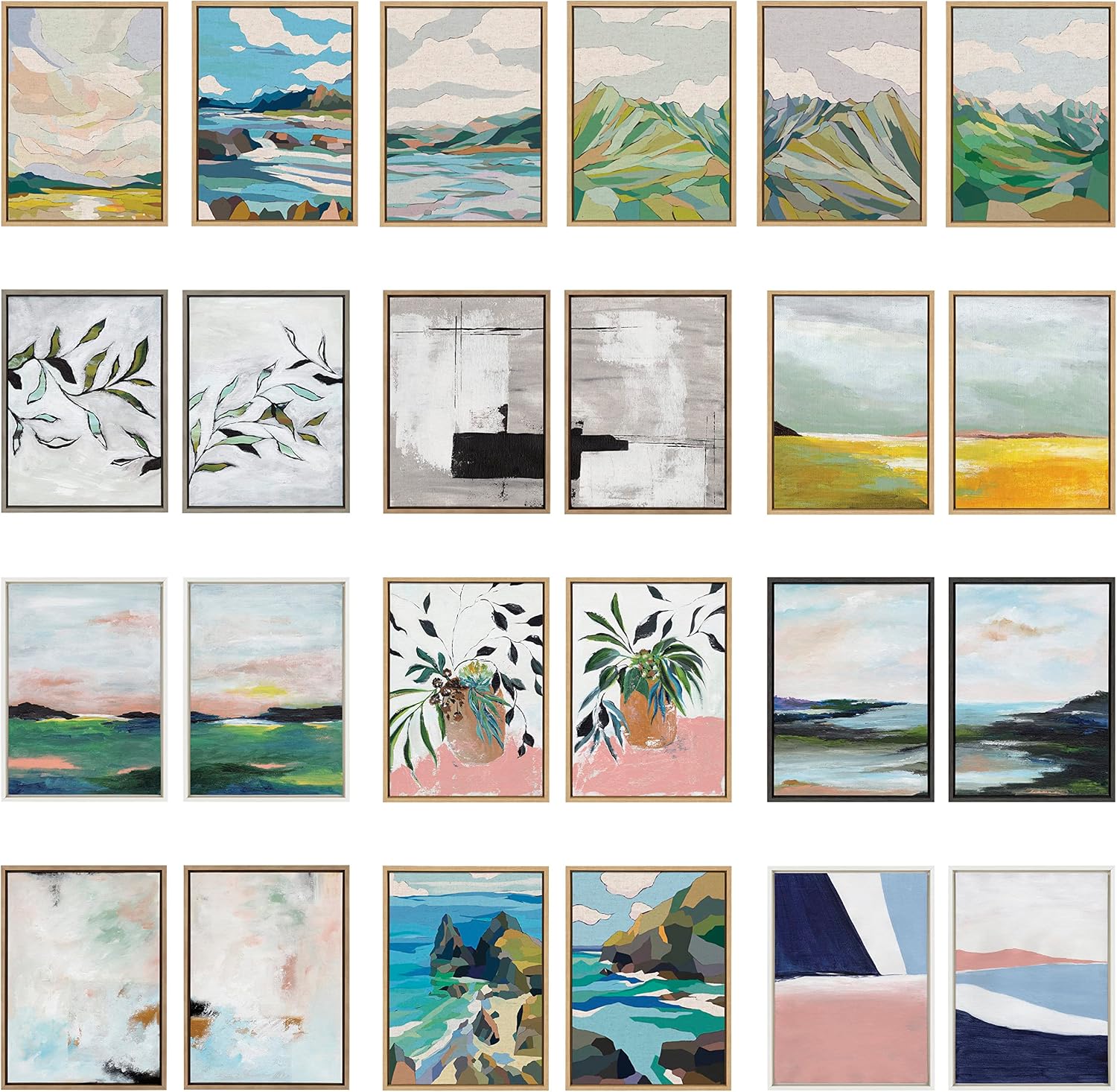 Kate and Laurel Sylvie Golden Peach Coast l and II Framed Canvas Wall Art Set by Nikita Jariwala, 2 Piece Set 18x24 Gold, Soft Abstract Prairie Landscape Art for Wall Decor