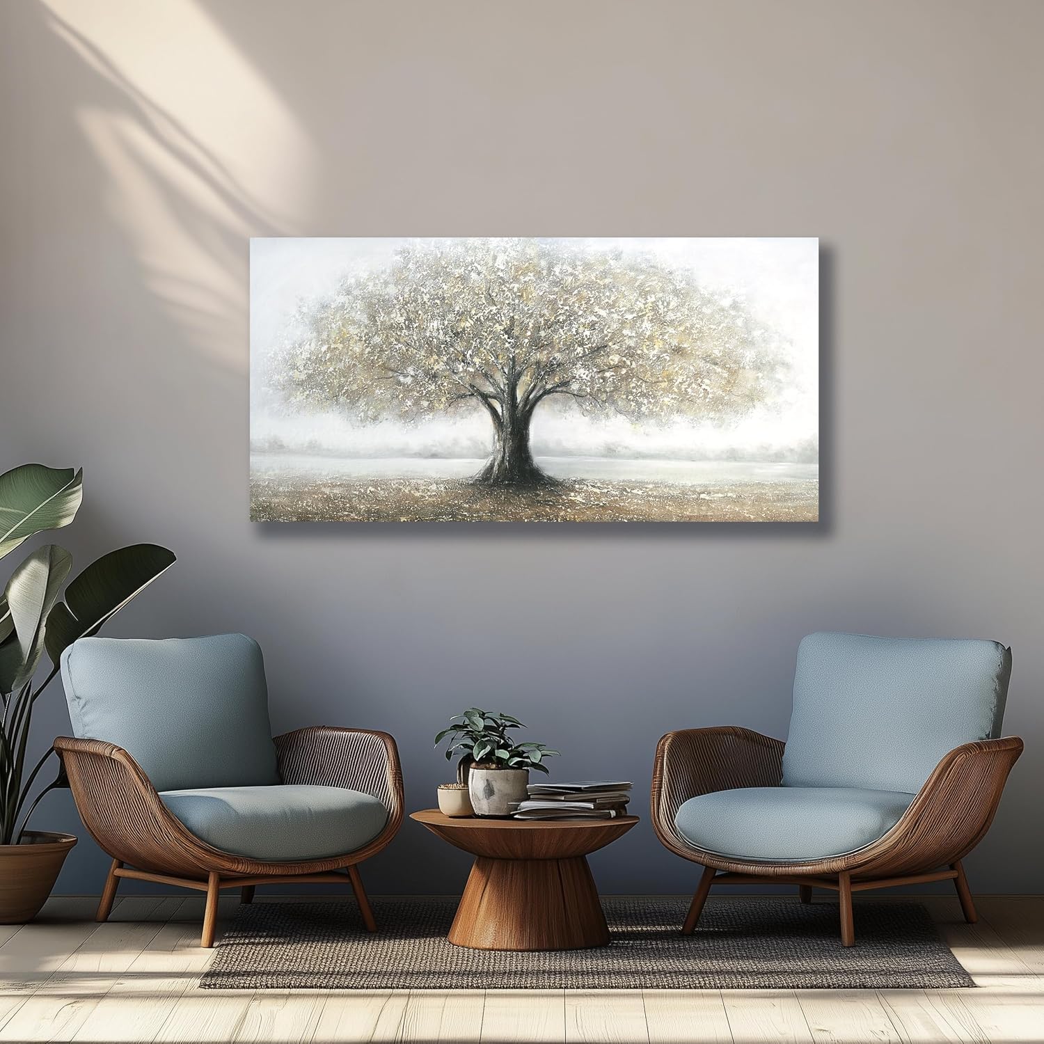 Yuaxker Tree of Life Wall Decor Gold Wall Art Large Landscape Art Modern Minimalist Canvas Painting for Living Room Bedroom Dining Room Office Home Decor 30x60 Inch