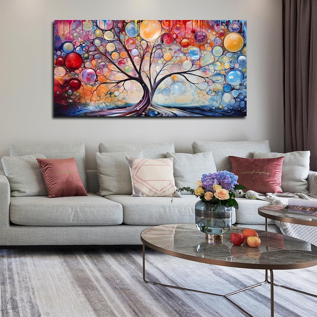 SIXTTART Abstract Canvas Painting Wall Decor - Tree of Life Wall Art Living Room - Large Canvas Art Ready to Hang Size 29' x 59'