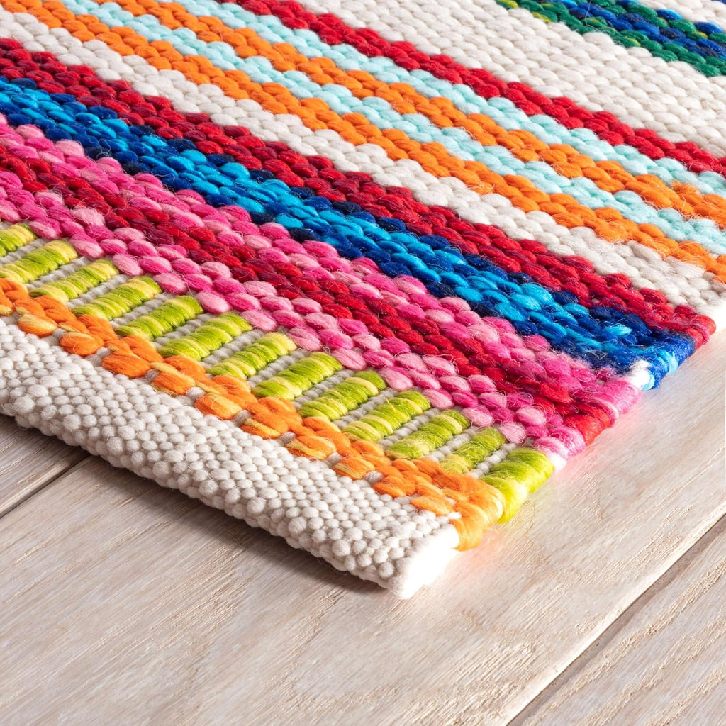 Dash & Albert Bright Stripe Handwoven Indoor/Outdoor Rug, 7.5 X 9.5 Feet, Multicolored Stripe Pattern