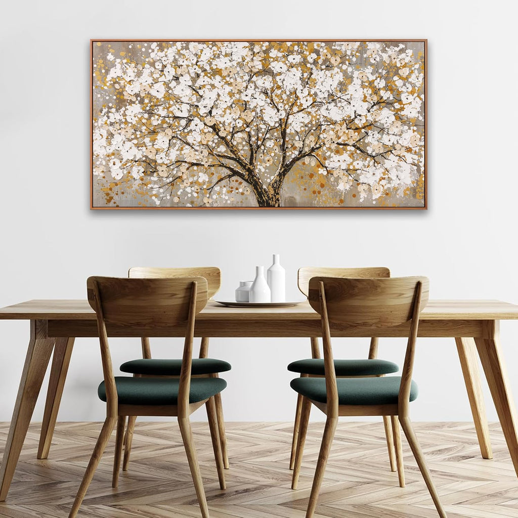 Wall Art Gold Nature Tree Of Life Abstract Canvas Painting Picture Modern Wall Art Print Landscape Artwork Framed For Living Room Bedroom Bathroom Office Home Decor 24' X 48'Painting