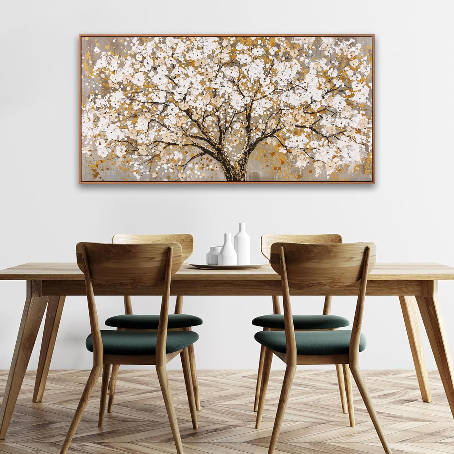 Wall Art Gold Nature Tree Of Life Abstract Canvas Painting Picture Modern Wall Art Print Landscape Artwork Framed For Living Room Bedroom Bathroom Office Home Decor 24' X 48'Painting