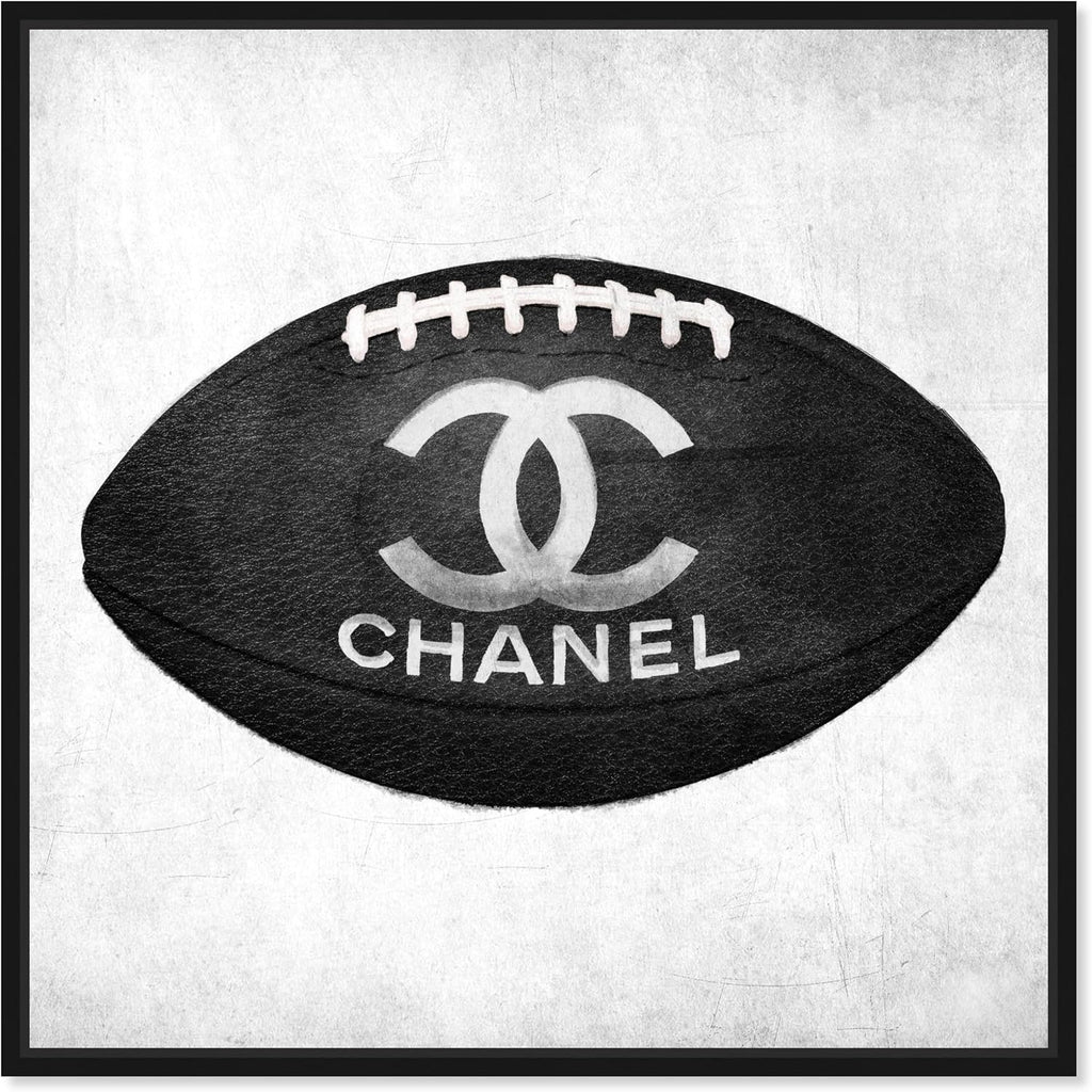 Fashion and Glam Framed Wall Art Canvas Prints 'Fashion Football' Lifestyle, Black, Gray, 20' x 20'