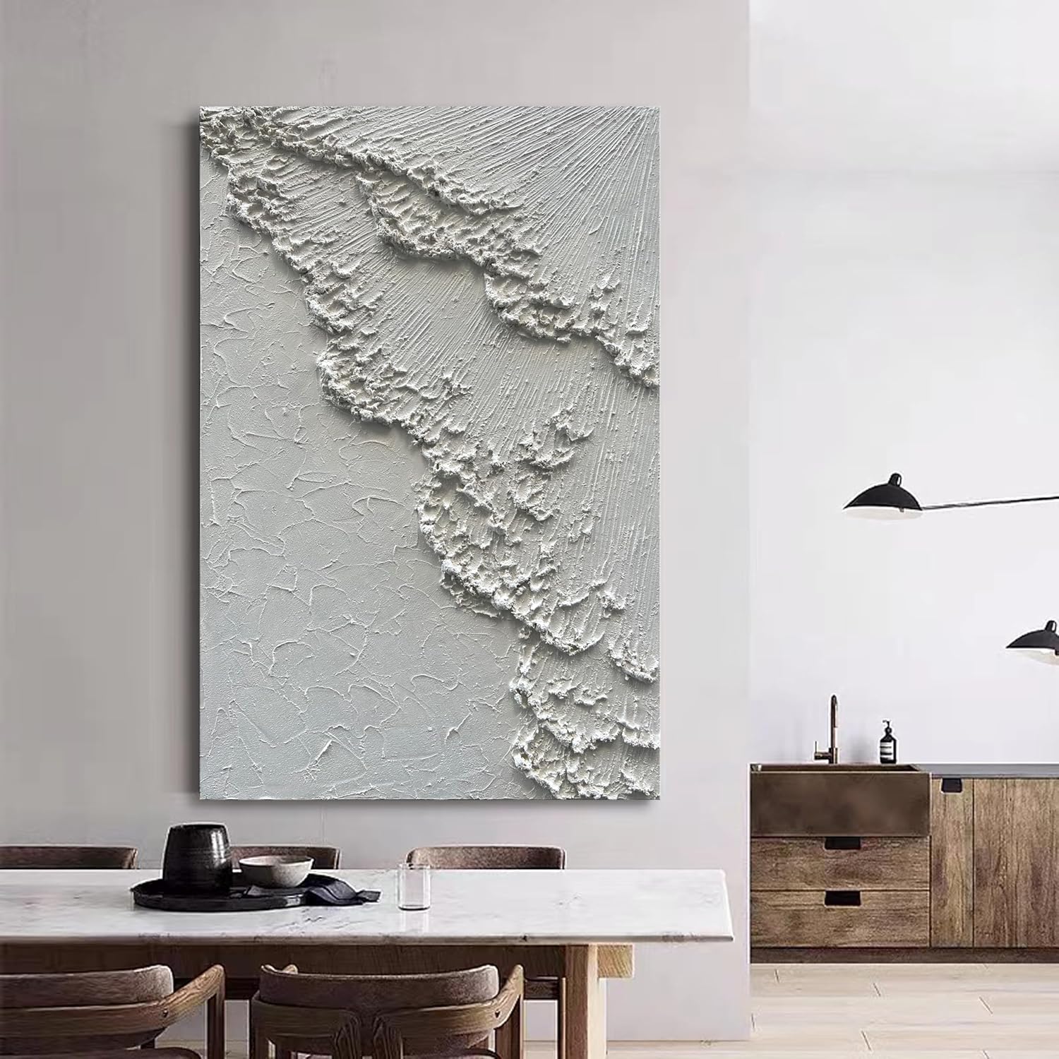 NANKAI Art 45x30 inches Large White Thick Texture Abstract Oil Painting Hand-Painted sea Landscape Oil Painting Home Wall Decoration Art