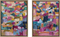 Kate and Laurel Sylvie Applause Framed Canvas Wall Art Set by Leah Nadeau, Set of 2, 18x24 Gold, Decorative Colorful Abstract Art Print for Wall