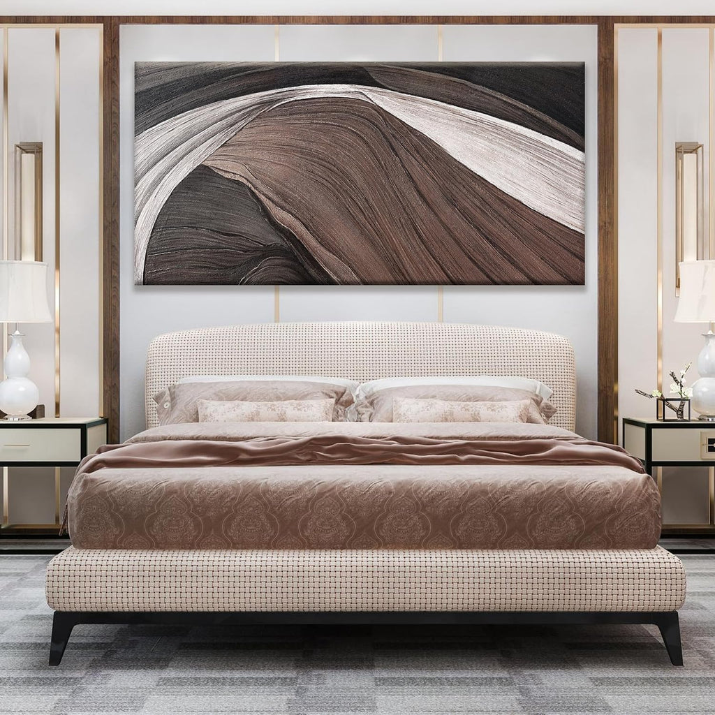 TAIJXAGSG Large Abstract Wall Art For Living Room Pints Black And White Canvas Art Wall Decor Prints Picture Painting Brown Maximalist Decor Artwork For Bedroom Modern Home Wall Decor 29x58 In