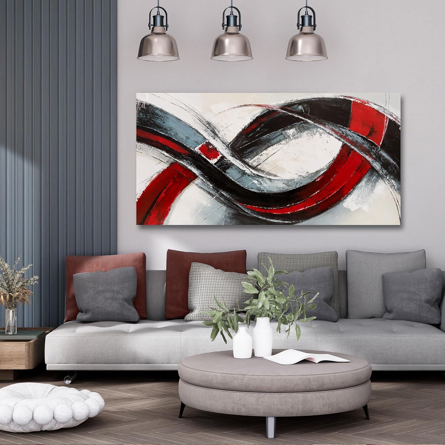 Abstract Canvas Wall Art for Living Room Framed Artwork Wall Decor for Bedroom Office Wall Decor Black and Red Paintings Wall Pictures Artwork Modern Aesthetic Home Decor 29x58 In