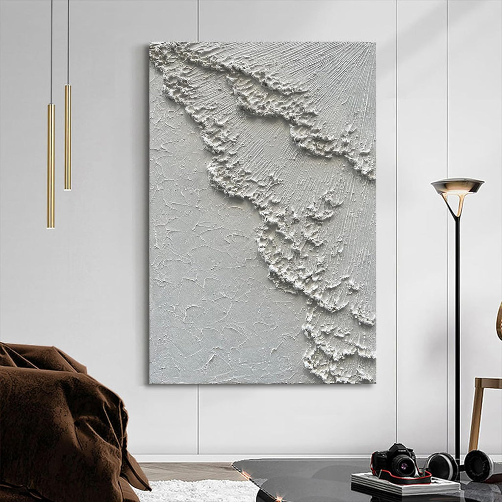 NANKAI Art 45x30 inches Large White Thick Texture Abstract Oil Painting Hand-Painted sea Landscape Oil Painting Home Wall Decoration Art