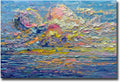 V-inspire Art,Sunset Painting on Canvas, 32x48 inches, Abstract Hand Drawn Oil and Acrylic, Blue, Decorative Wall Art for Living Room Bedroom Dining Room Office