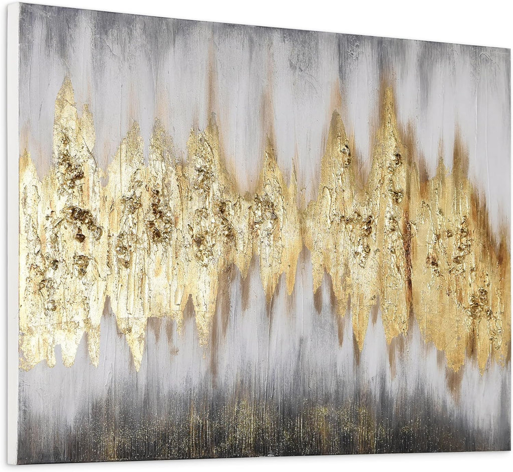Empire Art Direct Abstract Wall Art Textured Hand Painted Canvas by Martin Edwards, Unframed, 40' x 30', Gold Frequency