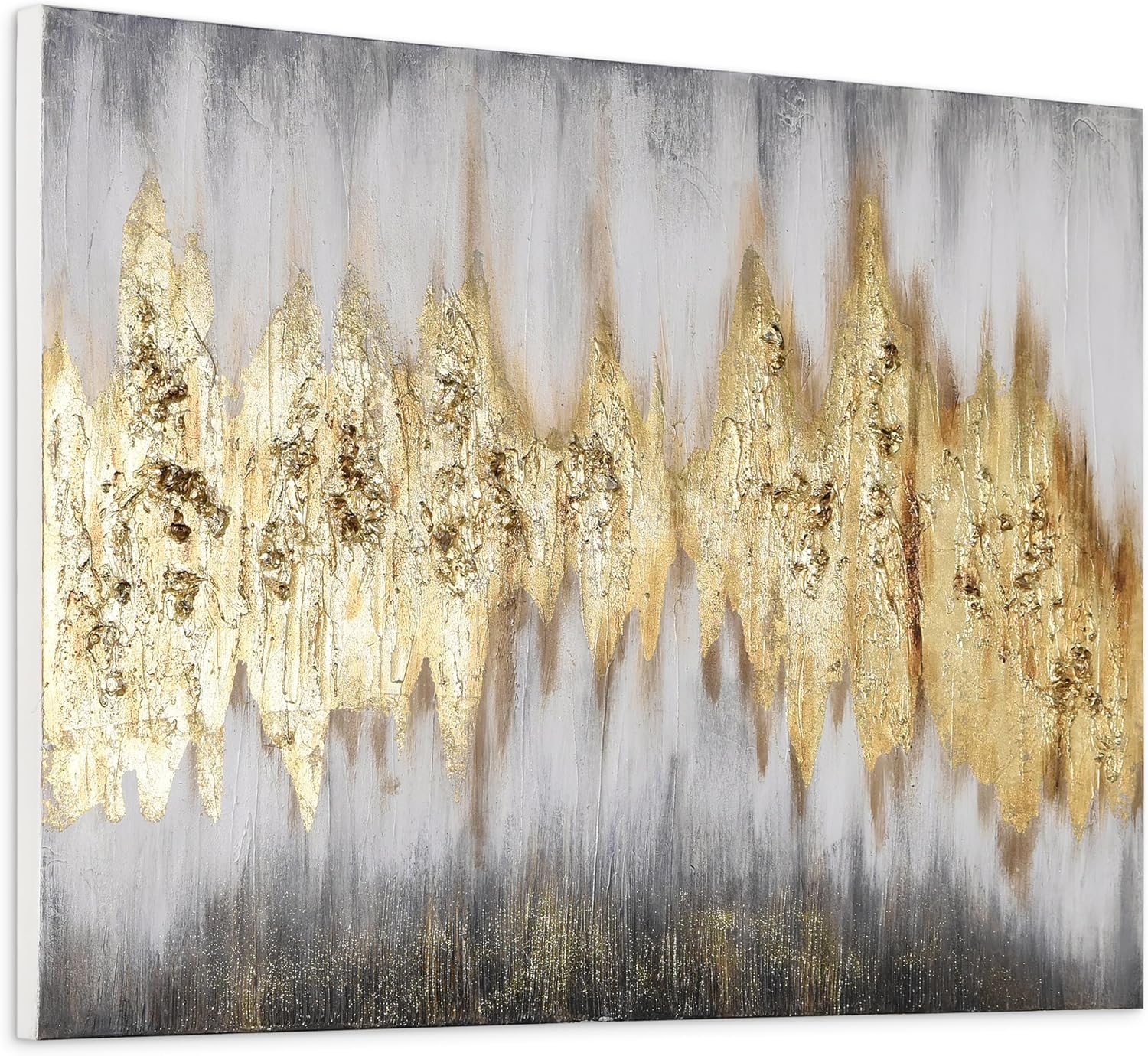 Empire Art Direct Abstract Wall Art Textured Hand Painted Canvas by Martin Edwards, Unframed, 40' x 30', Gold Frequency