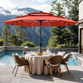 Sophia & William 10ft Patio Umbrellas 3-Tier Umbrella Outdoor Patio Umbrellas with Lights Vented Top 24 LED lights Adjustable Tilt for Pool Garden Backyard, Red