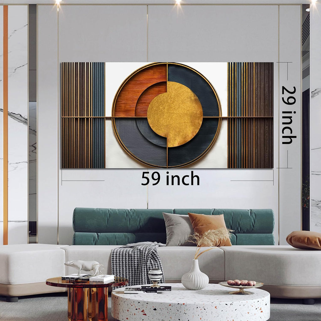 Large Canvas Wall Art for Living Room Bedroom Home Office Brown and White Wood Color Geometrical Picture Modern Canvas Prints Framed Wall Decor Size 29x59