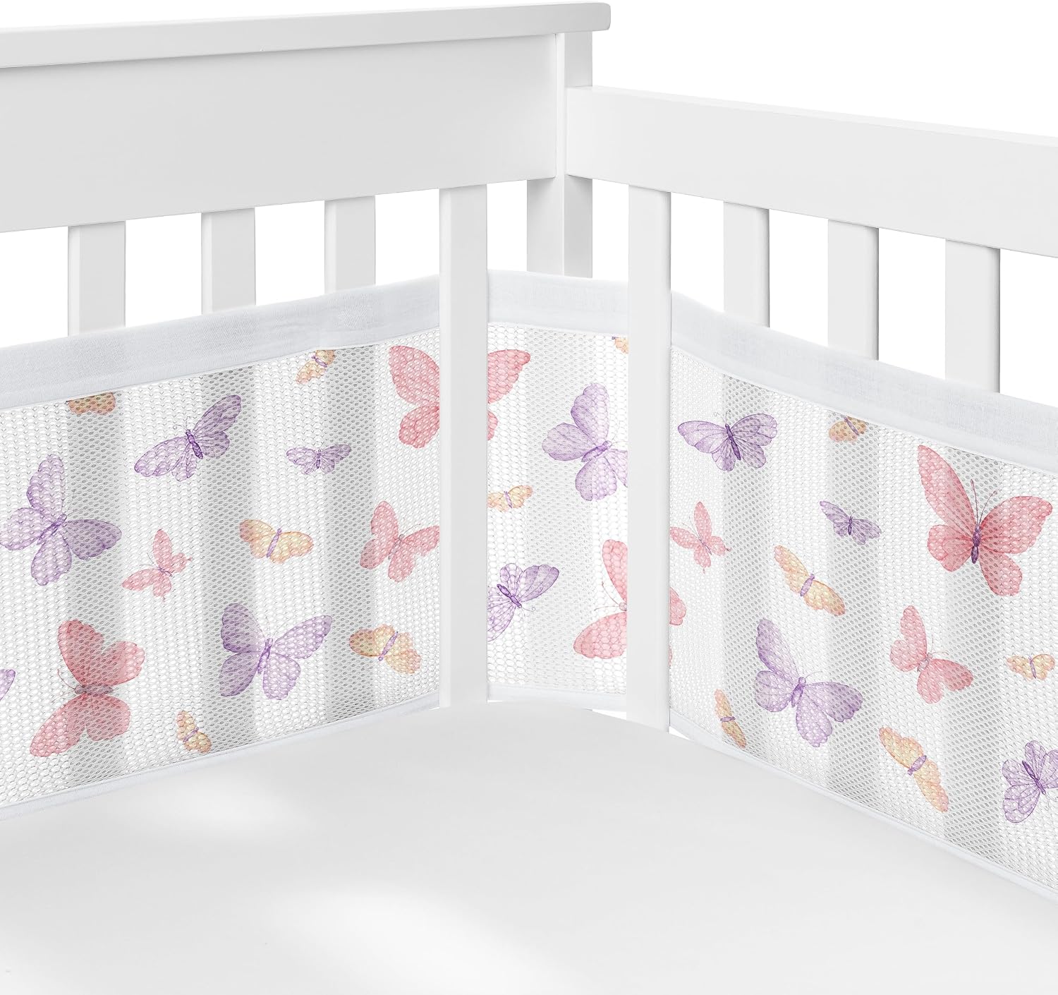 Sweet Jojo Designs 5-Piece Baby Crib Bedding Set (Pink/Purple Shabby Chic Butterfly) for Girls, Infants/Nursery incl. BreathableBaby Mesh Liner, Blanket, Fitted Sheet, Skirt, Diaper Stacker (Colorful)