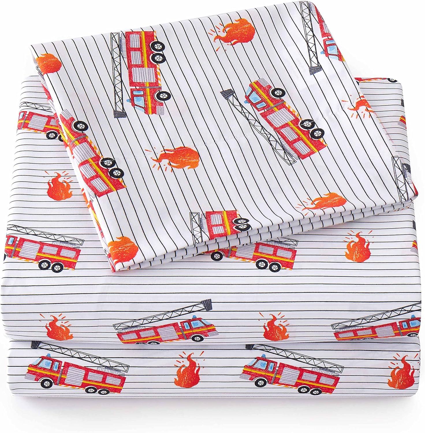 Sweet Home Collection 1500 Supreme Kids Bed Sheet Collection-Fun Colorful and Comfortable Boys and Girls Toddler Sheet Sets-Deep Pocket Wrinkle Free Soft and Cozy Bedding-Full,Fire Engine(Pack of 12)