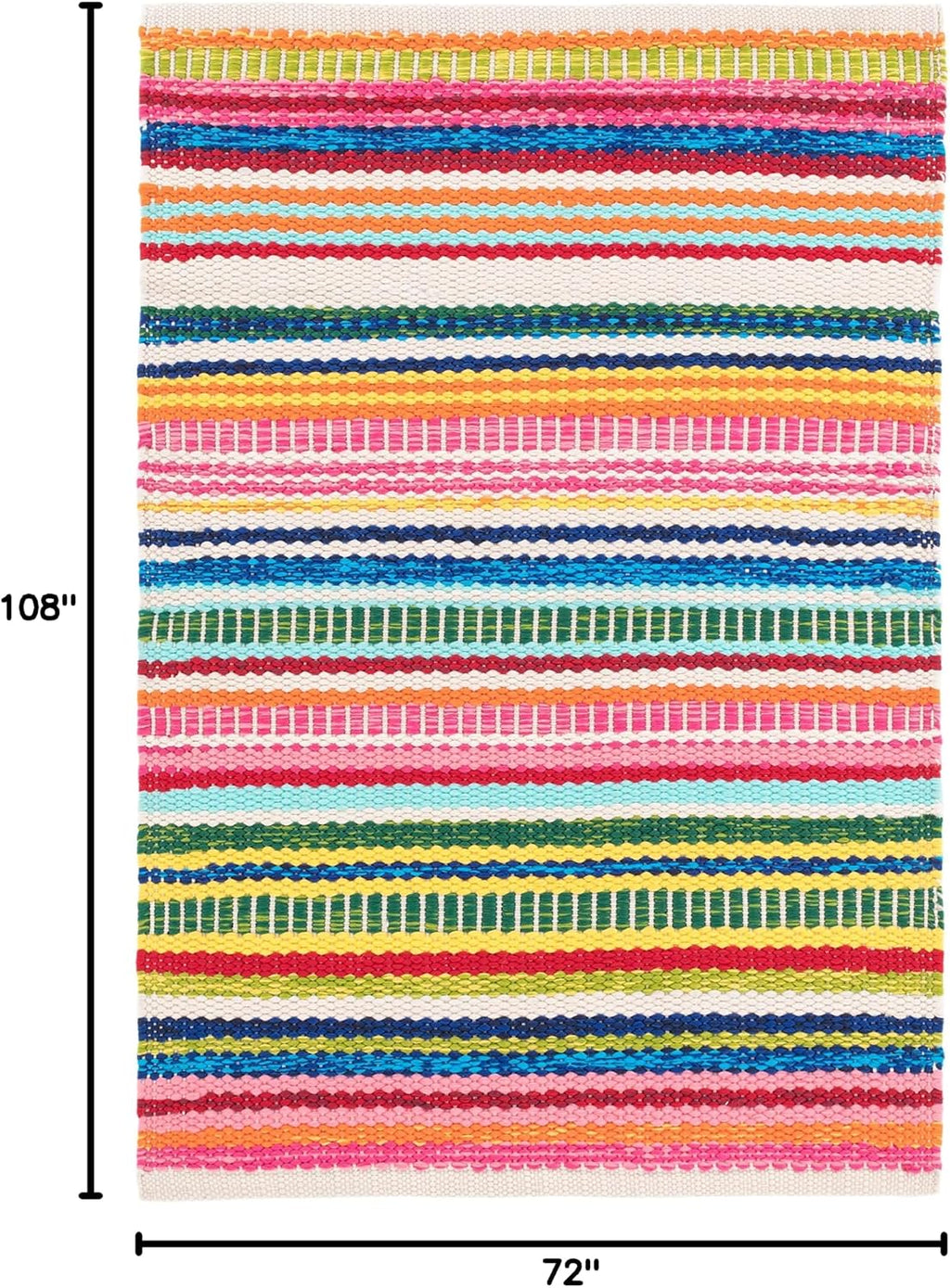 Dash and Albert Bright Stripe Indoor/Outdoor Area Rug - 6' x 9' Multi - Striped Handwoven Washable Accent Rug - Durable, Lightweight, Fade Resistant, High Traffic Areas Sunroom, Deck, Kitchen, Patio