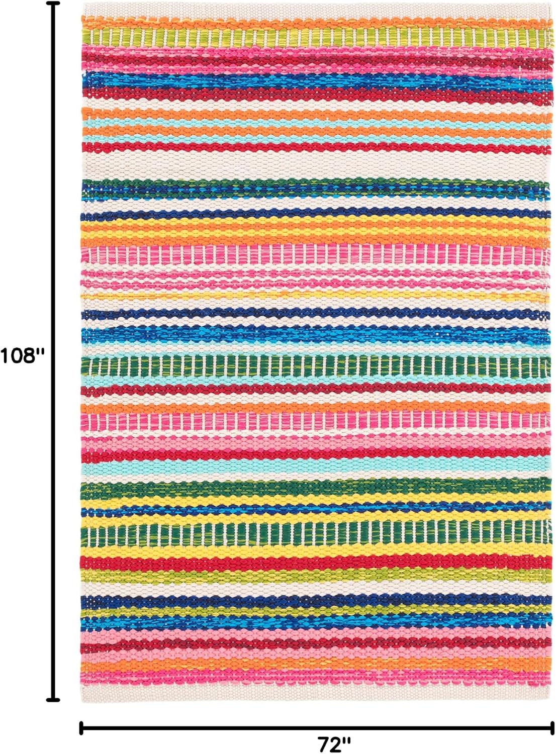 Dash and Albert Bright Stripe Indoor/Outdoor Area Rug - 6' x 9' Multi - Striped Handwoven Washable Accent Rug - Durable, Lightweight, Fade Resistant, High Traffic Areas Sunroom, Deck, Kitchen, Patio