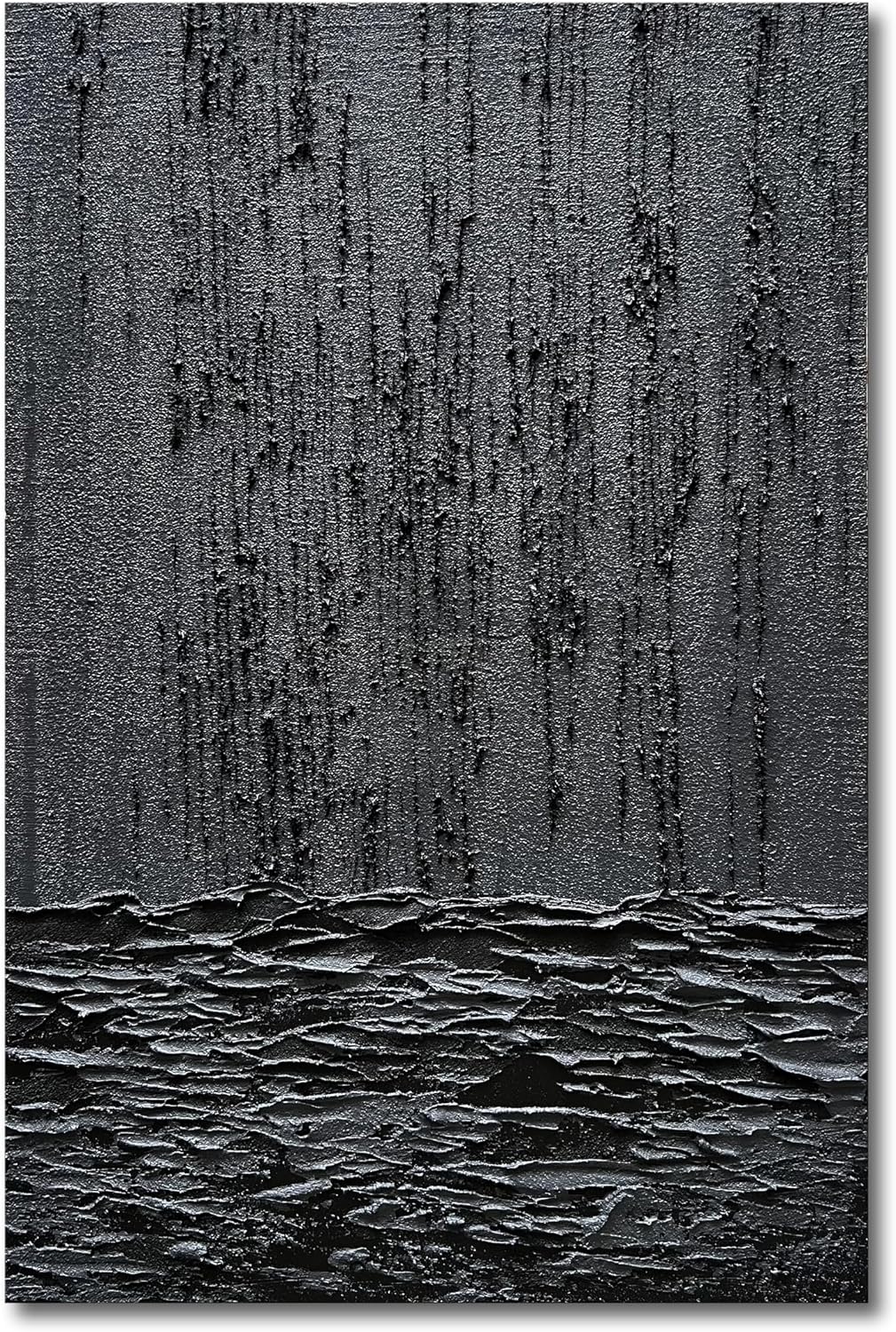 NANKAI Art Hand-Painted Thick Texture Black Minimalist Oil Painting 45x30 Inch Wall Decorative Art