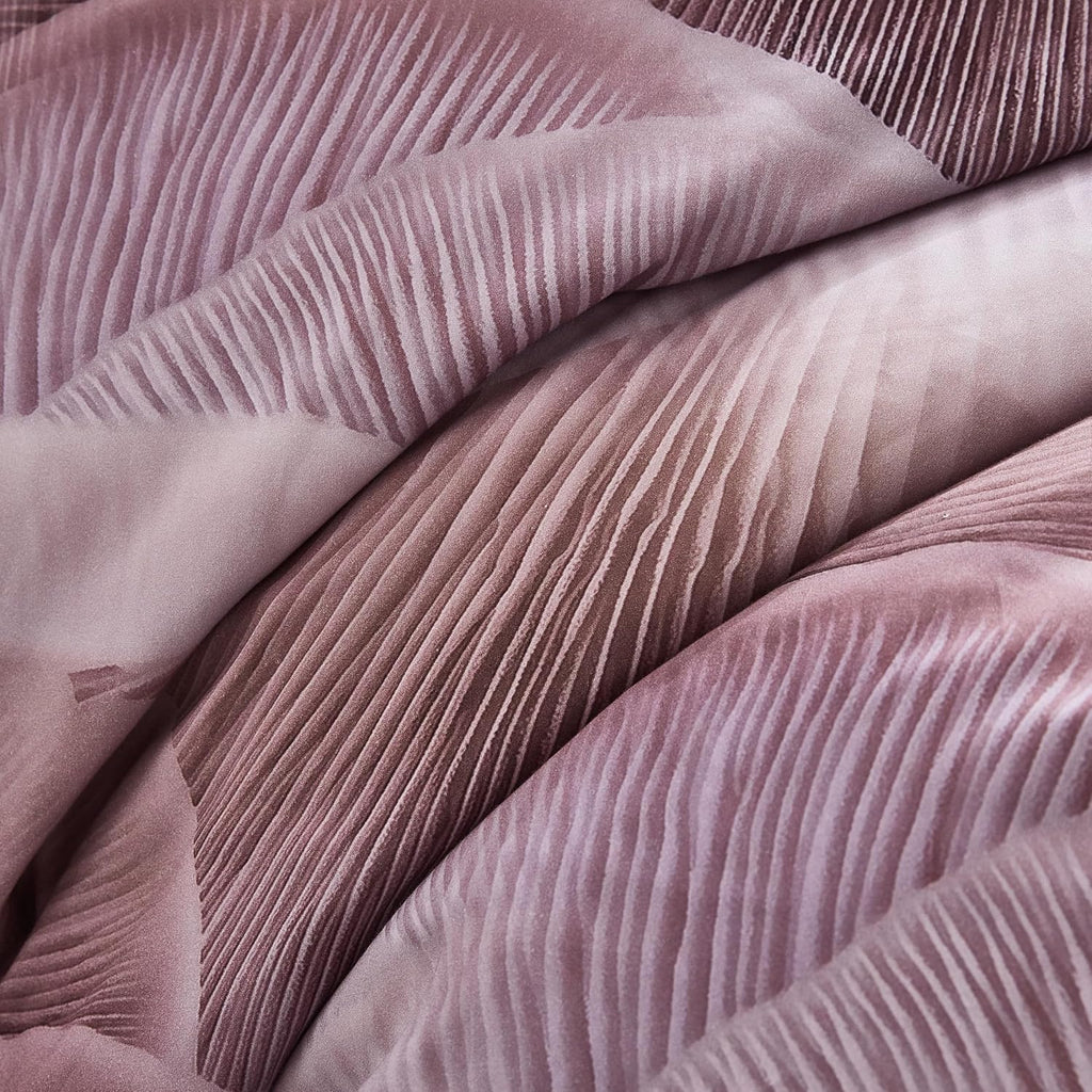 Lush Decor x Chuks Collins Mycelium Dream Duvet Cover 3 Piece Set Queen Dusty Pink - Cotton Duvet Cover Queen - Purple Bedding Set - Pink Duvet - Luxury Bedding