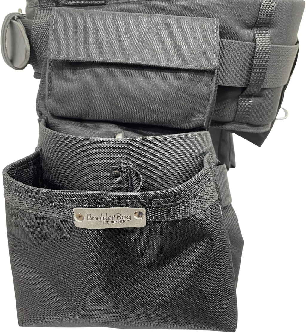 BOULDER BAG Ultimate Electrician's MAX Combo With Comfort Back Support Tool Belt, Leather Buckle, Heavy Duty, Black, (3X-Large 49-56 Inch Waist), Made in USA