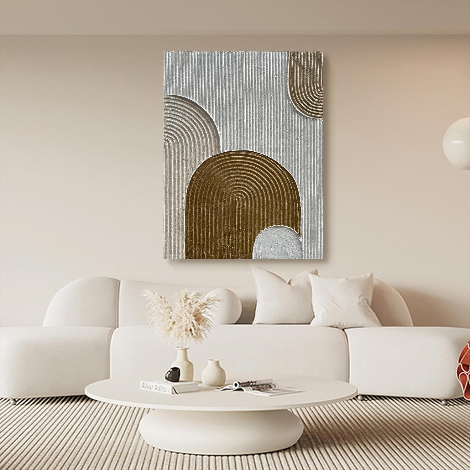 Abstract Oil Painting, 40x28 Inches, Brown and White, Textured, Hand Painted, Wall Mounted, Living Room, Bedroom, Kitchen, Office Decor