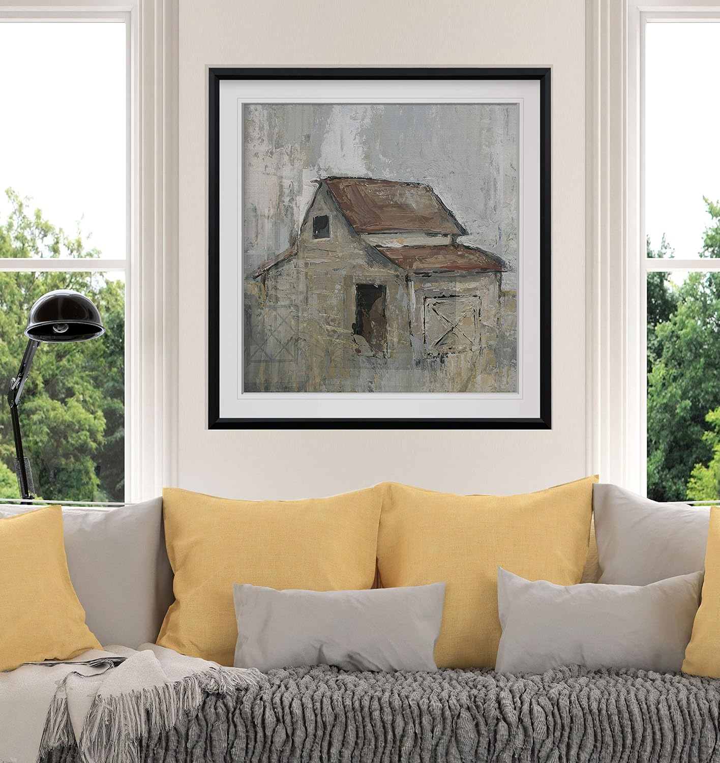 Renditions Gallery Barn at Midday Canvas Prints Contemporary Wall Art Framed Giclee Artwork Barnyard Kitchen Decor Ready to Hang (BF-19795-2727)