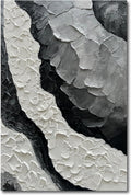 NANKAI Art Hand-Painted Thick Texture Black and White Minimalist Oil Painting 45x30 inch Large Office Corridor Living Room Wall Decorative Art Painting