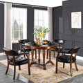 Set of 4 Solid Wood Dining Chairs with Upholstered,Office Desk Chair with Arms. Faux Leather Boss Captain's Chairs,Classic Accent Chairs for Living Room Cherry Walnut Legs & Black NX173D