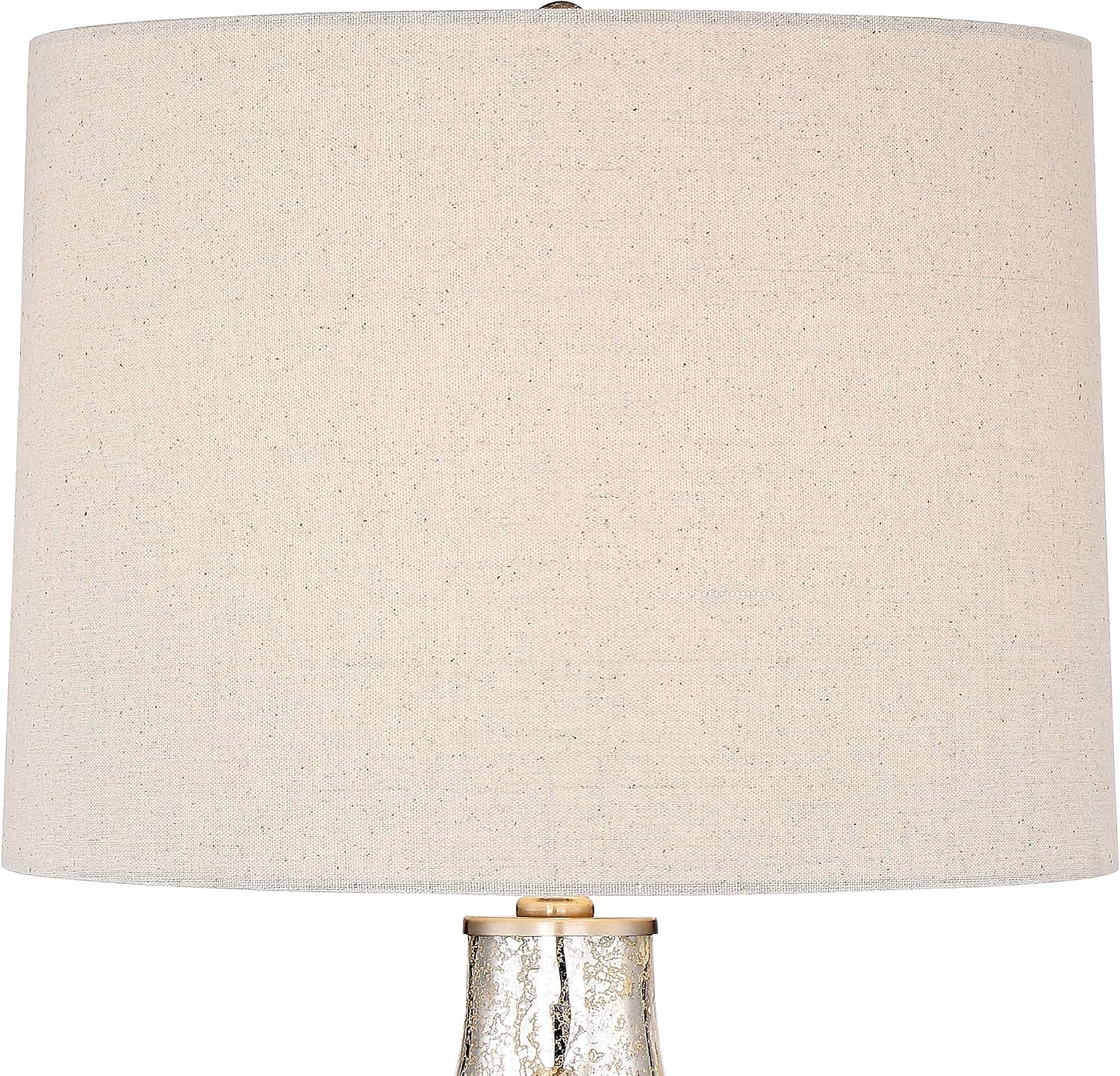 360 Lighting Waylon Modern Table Lamp 28' Tall with Dimmer and USB Charging Port Mercury Glass Dimpled Textured Off White Drum Shade for Bedroom Living Room House Home Bedside Nightstand Office
