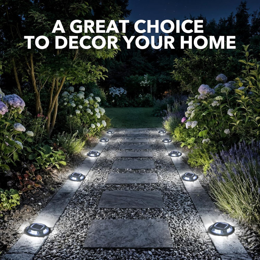 AGPTEK Solar Driveway Lights Outdoor 16 Pack, 2 Color Modes LED Deck Dock Marine Waterproof Security Marker Lights for Step Sidewalk Stair Garden Pathway Walkway Yard(Blue Light/Cool White)