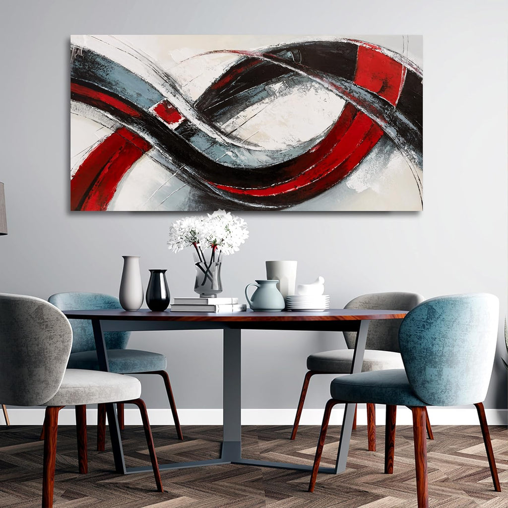 Abstract Canvas Wall Art for Living Room Framed Artwork Wall Decor for Bedroom Office Wall Decor Black and Red Paintings Wall Pictures Artwork Modern Aesthetic Home Decor 29x58 In
