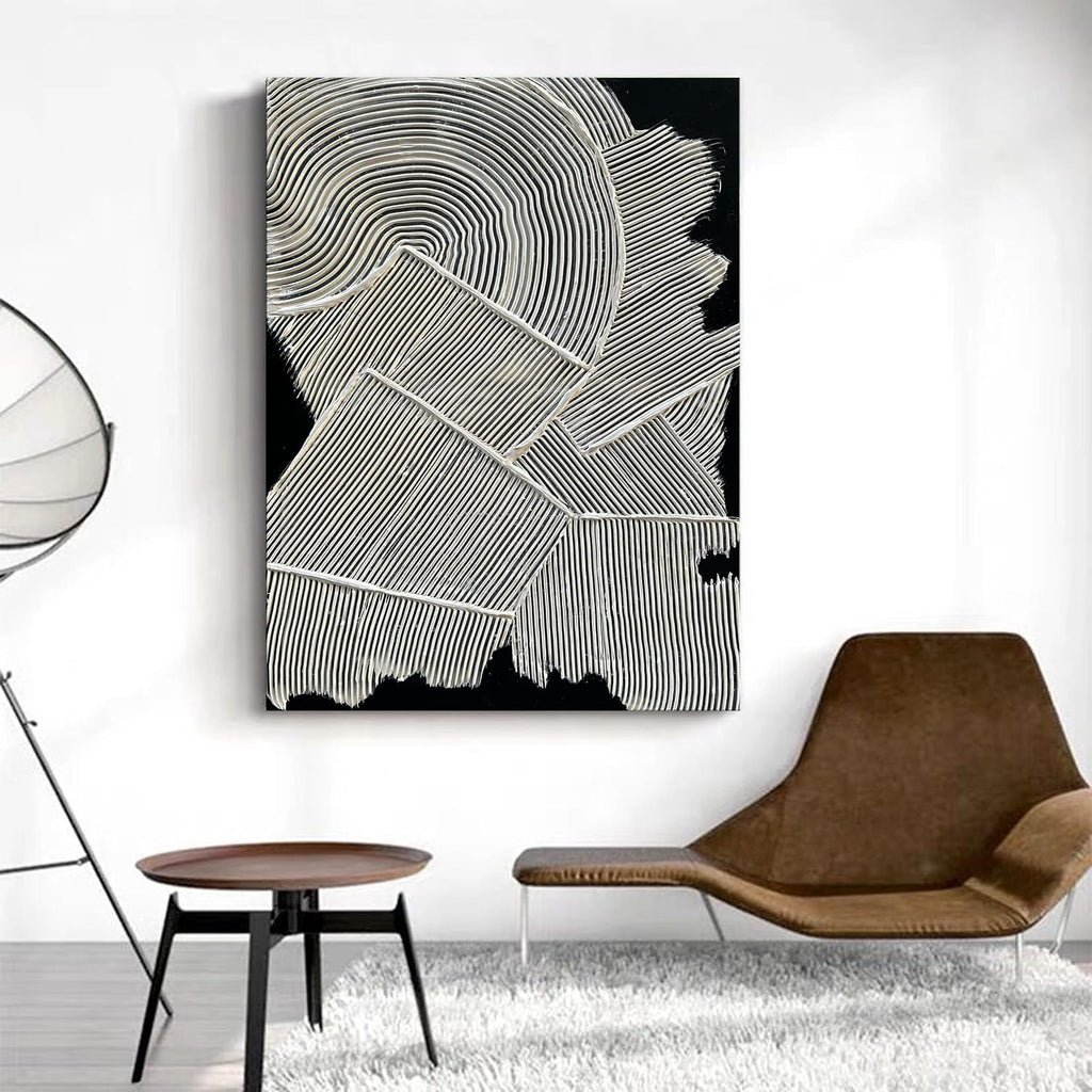 NANKAI Art Hand-Painted White Texture Abstract Art Oil Painting 40x28 inch Office Corridor Abstract Wall Decoration