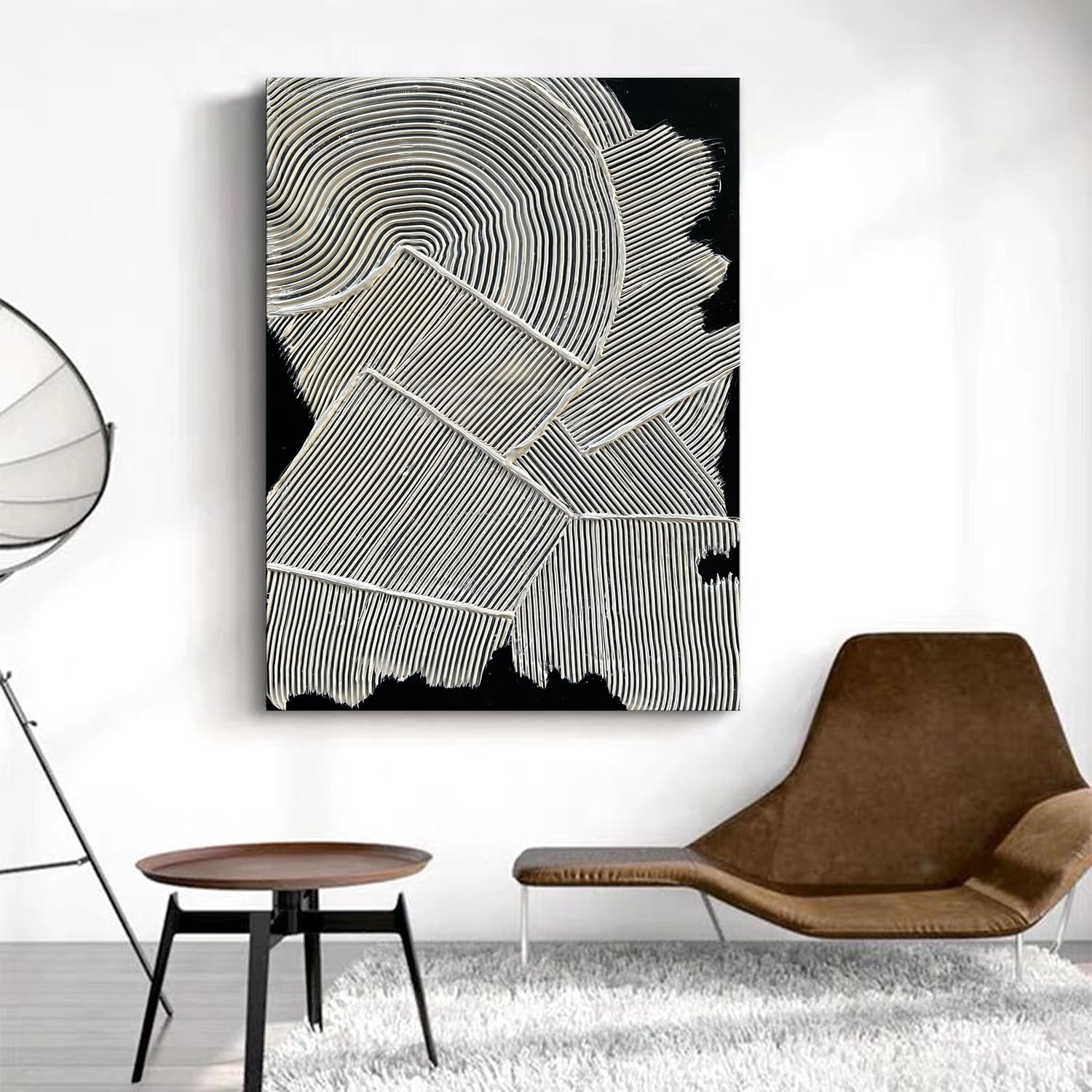 NANKAI Art Hand-Painted White Texture Abstract Art Oil Painting 40x28 inch Office Corridor Abstract Wall Decoration