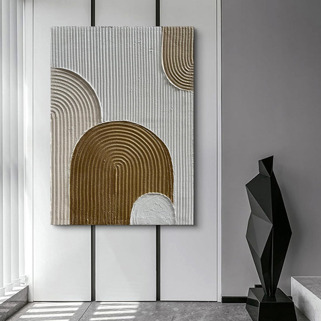 Abstract Oil Painting, 40x28 Inches, Brown and White, Textured, Hand Painted, Wall Mounted, Living Room, Bedroom, Kitchen, Office Decor