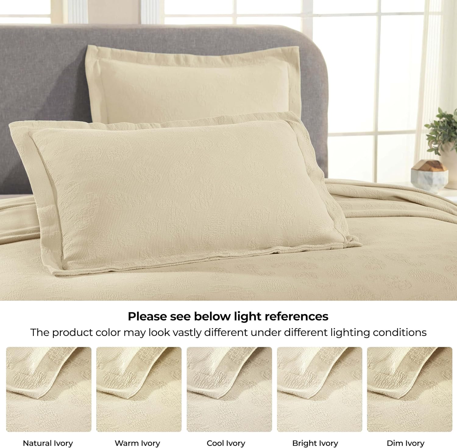 Superior Paisley Cotton 3 Piece Bedspread Set, Home Bed Decor, Decorative Textured Bed Spread, 2 Pillow Shams, Airy Blanket, Matelasse Coverlet Bedding, Vintage Floral Design, King, Ivory