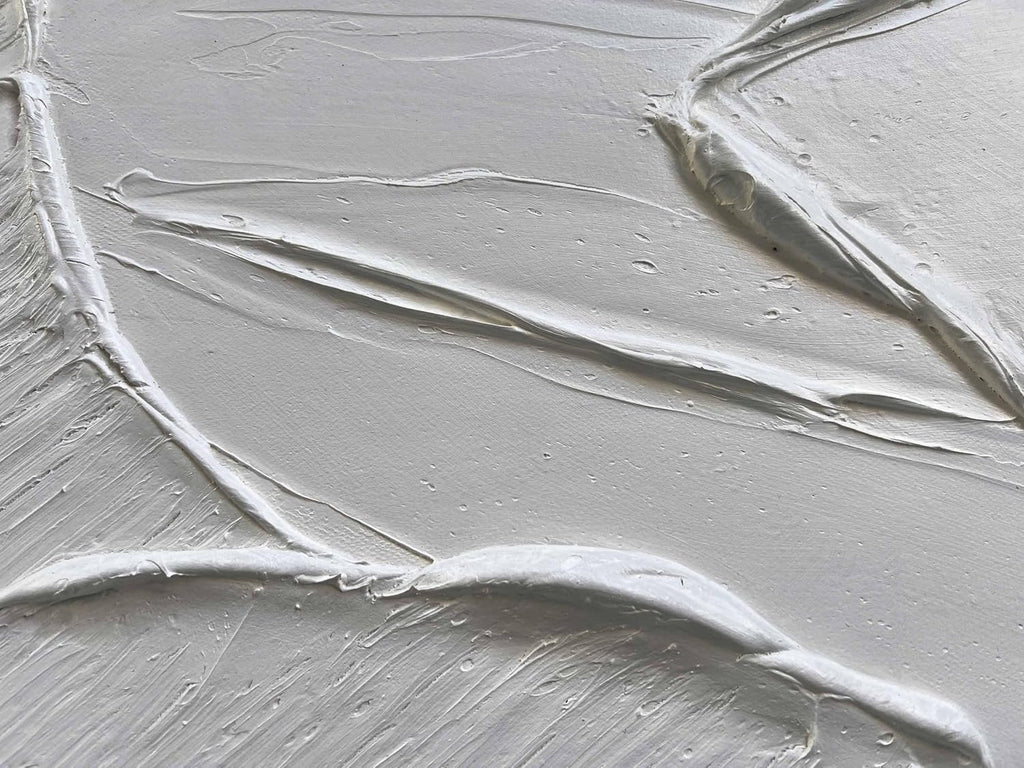 Creespi White Textured Wall Art - Hand Painted Abstract Oil Painting 28x40 inch,Contemporary Minimalist Art Painting for Wall Decor