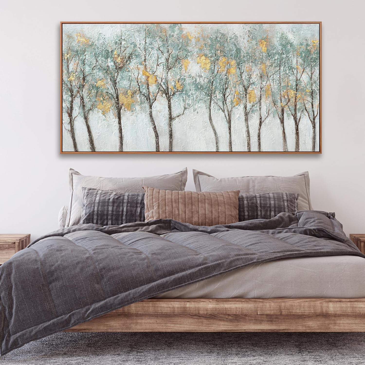 Wall Decor Green Canvas Wall Art Embellishments Plant Forest Abstract Tree Modern Artwork For Living Room Modern Canvas Prints Pictures Wall Artwork For Bedroom Home Hotel Office Decoration 30x60 Inch