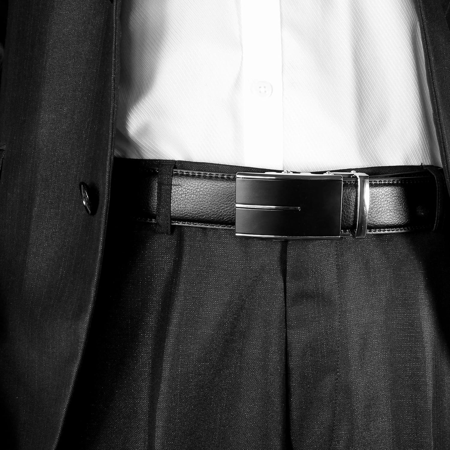 Micro-Adjust Slide Ratchet Genuine Leather Belt Men Dress Pants Shirt Executive Gift.