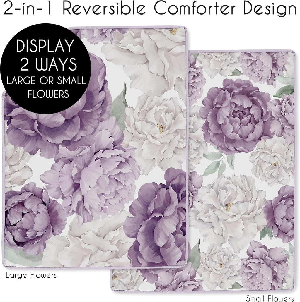 Sweet Jojo Designs Lavender Purple Boho Shabby Chic Floral Girl Baby Crib Bedding Set Infant Nursery Room BreathableBaby Breathable Mesh Crib Liner Blanket Fitted Sheet 6pc Bohemian Vintage Watercolor