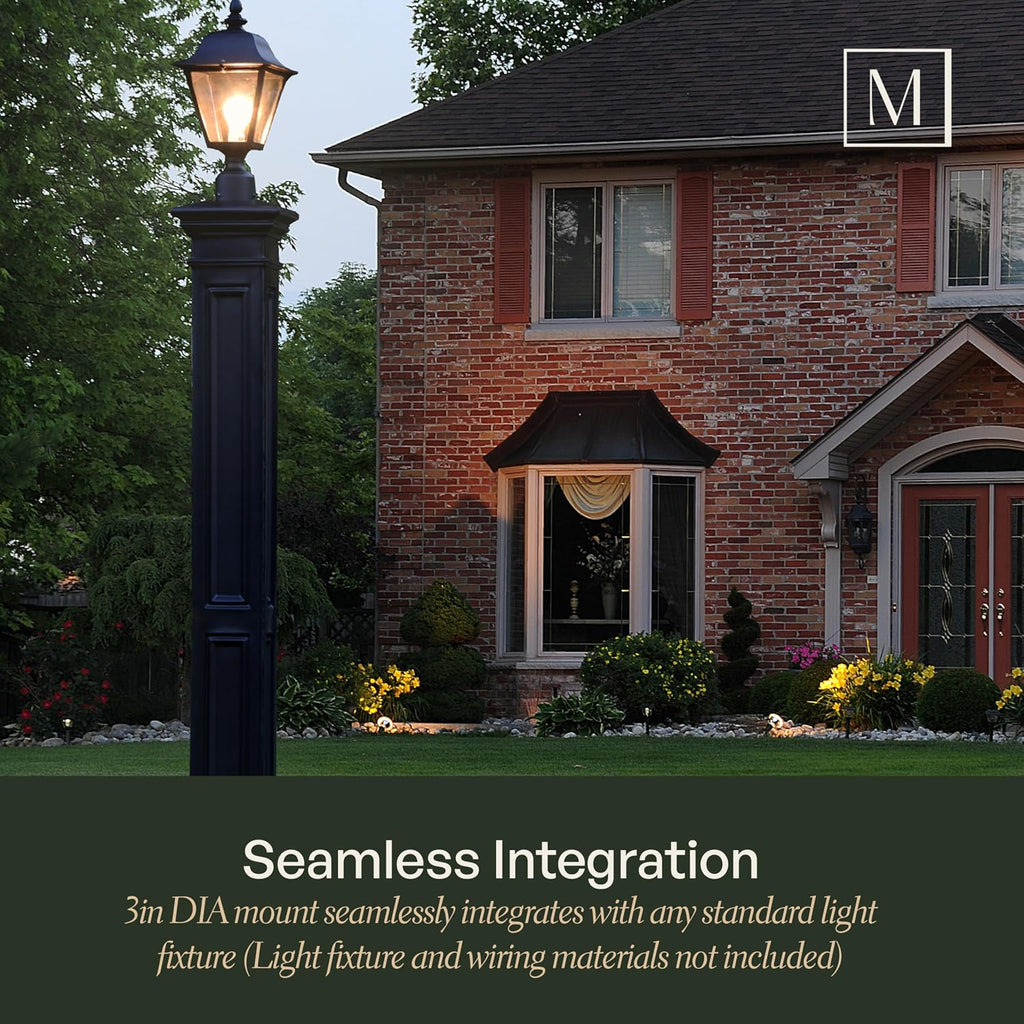Mayne Liberty Heavy Duty Outdoor Lamp Post with Mount - Easy Install for Porch & Patio Lights, Weather & Fade Resistant, Shock Resistant, Long Lasting Outdoor Lighting Fixtures, Black