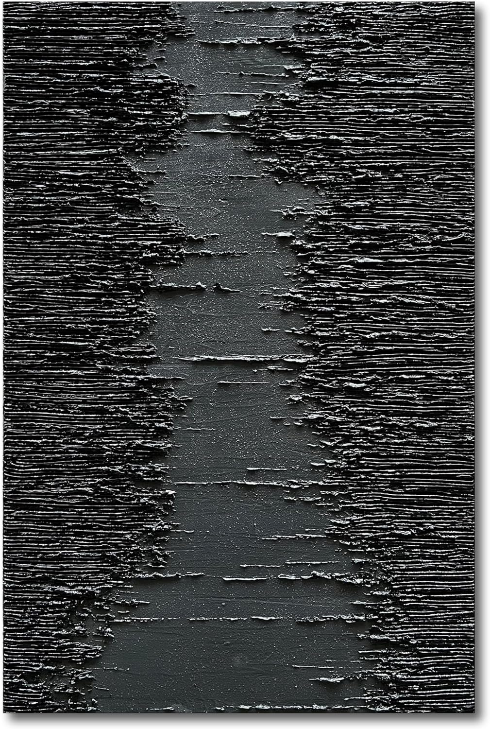 NANKAI Art Hand-Painted Thick Texture Black Minimalist Oil Painting 45x30 Inchs Texture Abstract Painting Home Wall Decorative Art
