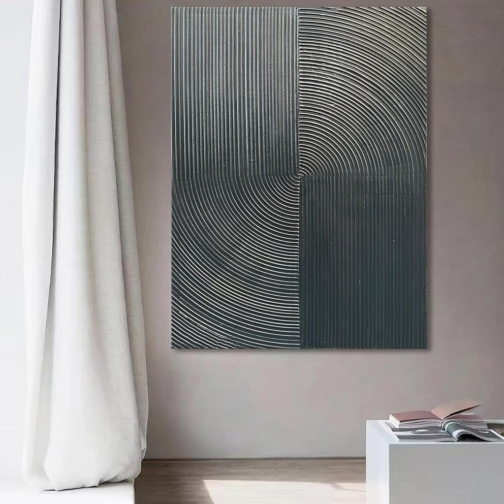 NANKAI Hand Painted Abstract Modern Oil Painting 40x28 Inch Black Texture Contemporary Wall Art Minimalist Frame Artwork for Wall Decoration