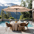 Sophia & William 10ft Patio Umbrellas 3-Tier Umbrella Outdoor Patio Umbrellas with Lights Vented Top 24 LED lights Adjustable Tilt for Pool Garden Backyard, Beige