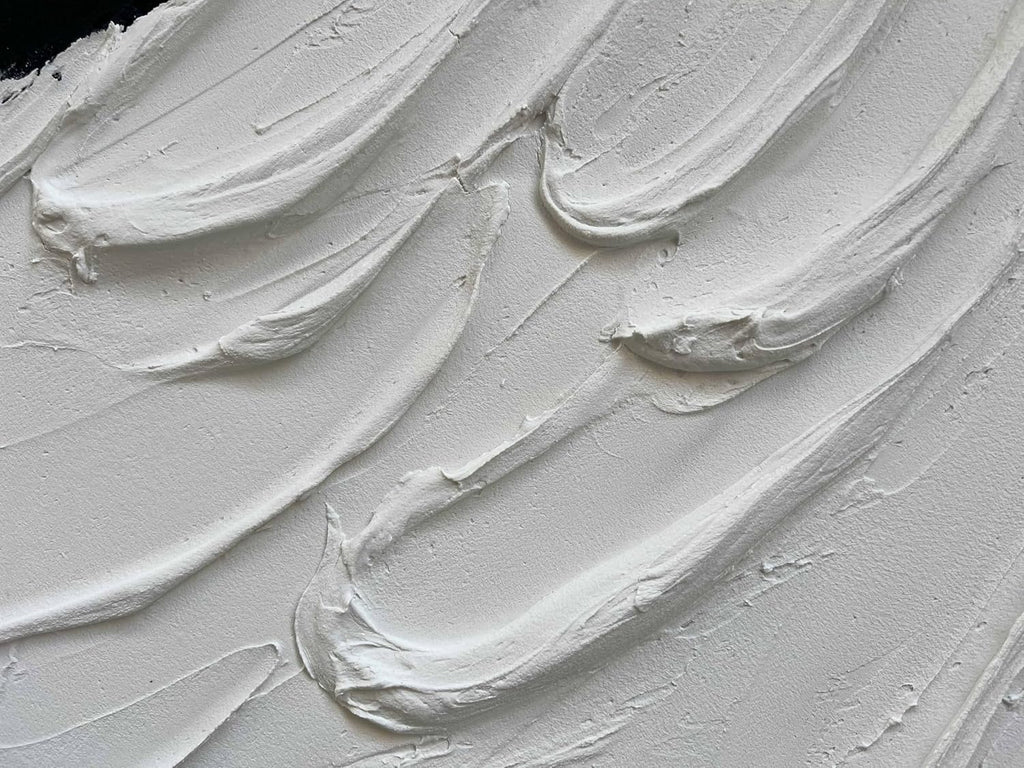 Creespi Hand Painted Thick Textured Black and White Wall Art 28x40 inch,Modern Minimalist Abstract Oil Painting On Canvas for Wall Decor
