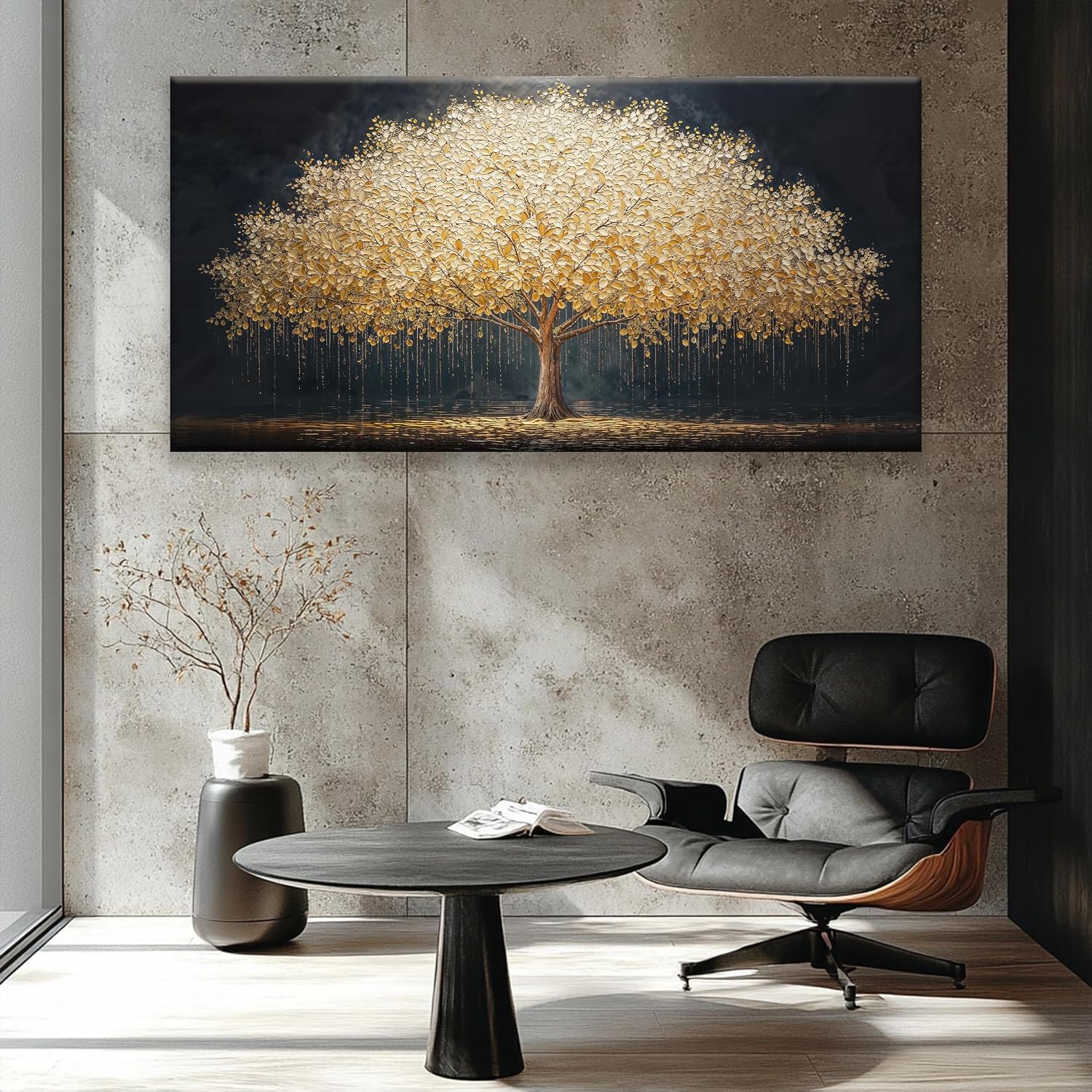 Tsomzxng Large Wall Art Gold Tree Of Life Artwork Prints Canvas Art Wall Decor Painting Prints Gold Tree Large Abstract Wall Decor Picture For Living Room Bedroom Home Office Artwork 35'X 70'