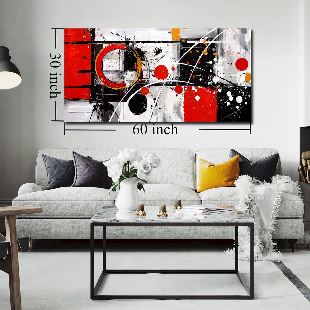 Alsingbago Large Abstract Canvas Wall Art for Living Room Bedroom Home Office Red Grey Black Abstract Canvas Prints Modern Wall Decor Ready to Hang Size 30x60