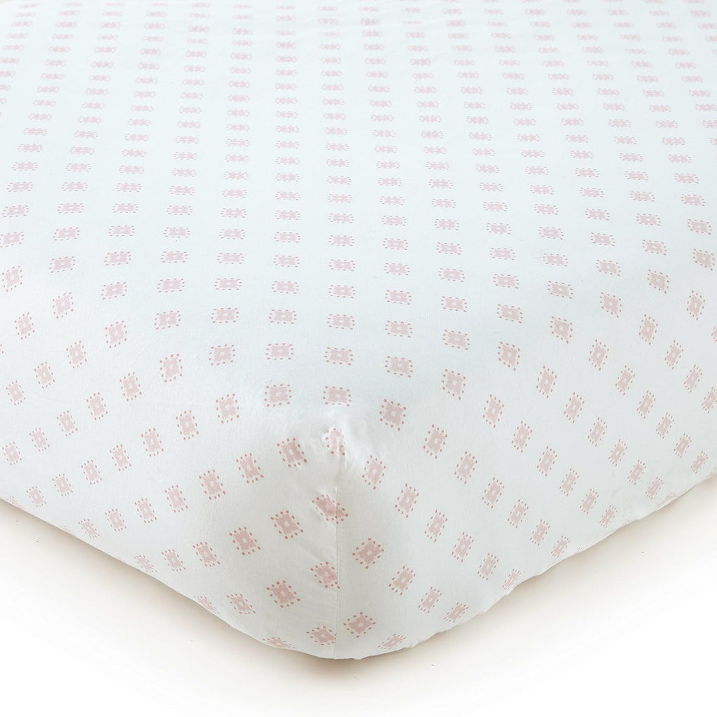 Levtex Baby - Willow Crib Bed Set - Baby Nursery Set - Pink - Soft Rosette Pintuck - 5 Piece Set Includes Quilt, Fitted Sheet, Diaper Stacker, Wall Decal & Crib Skirt/Dust Ruffle