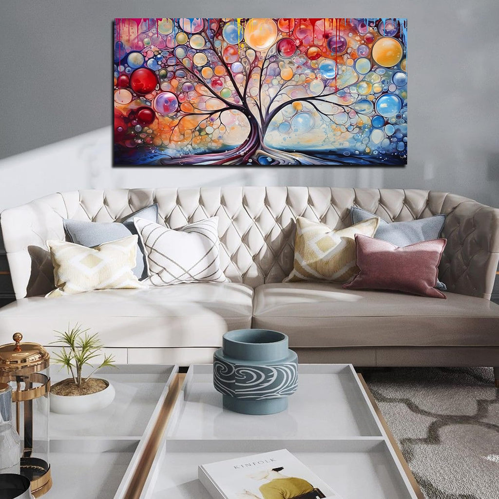 SIXTTART Abstract Canvas Painting Wall Decor - Tree of Life Wall Art Living Room - Large Canvas Art Ready to Hang Size 29' x 59'