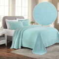 Superior Paisley Jacquard Matelasse Cotton Bedspread with Matching Shams, King, Aqua, 3 Pieces