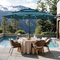 Sophia & William 10ft Patio Umbrellas 3-Tier Umbrella Outdoor Patio Umbrellas with Lights Vented Top 24 LED lights Adjustable Tilt for Pool Garden Backyard, Mixed Peacock